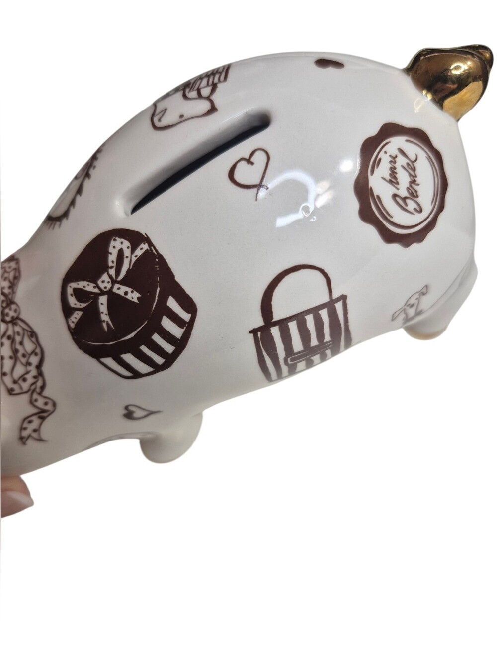 RARE Henri Bendel Iconic Ceramic Piggy Bank Like New - Picture 3 of 5